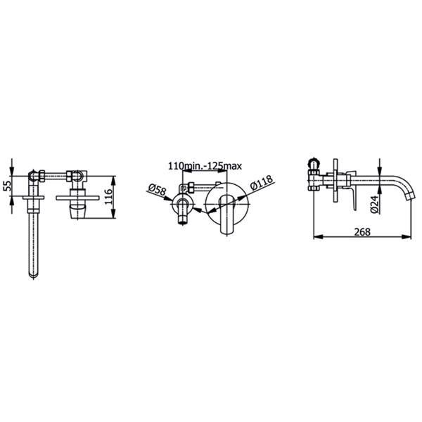 Μπαταρία νιπτήρος εντοιχισμού Imola Black Matt 7818N